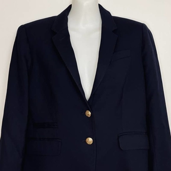 VTG J. CREW NAVY BLUE WOOL BLEND SCHOOLBOY BLAZER SIZE 4 - Picture 3 of 12